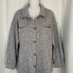 Madewell MWL Women's Fleece Layer Shirt Jacket Gray Long Sleeve Shacket Size Med